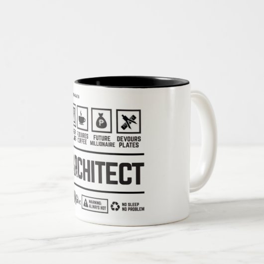 Grappige Architect Handling Informatie Tweekleurige Koffiemok (Voorkant rechts)