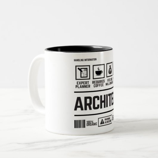 Grappige Architect Handling Informatie Tweekleurige Koffiemok (Voorkant links)