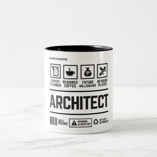 Grappige Architect Handling Informatie Tweekleurige Koffiemok (Center)