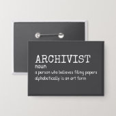 Grappige archivaris-definitie button (Voorkant / Achterkant)