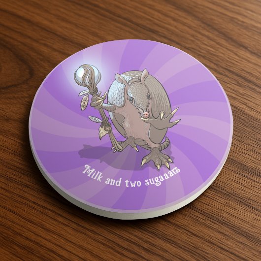 Grappige Armadillo Melk & Twee Suikers Hypnotische Zandsteen Onderzetter