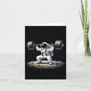 Grappige astronaut gewichtheffen ruimte fitness gy kaart