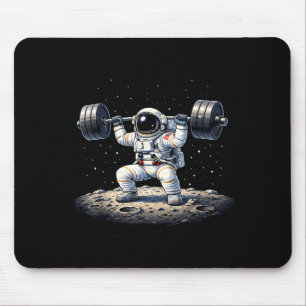 Grappige astronaut gewichtheffen ruimte fitness gy muismat