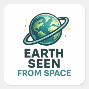 Grappige Astronaut Planeten Vierkante Sticker