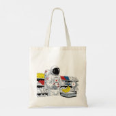 Grappige Astronaut Shopping Cartoon – Space Explor Tote Bag (Achterkant)
