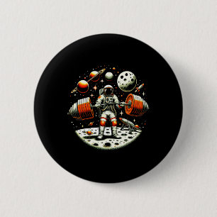 Grappige astronaut Spaceman Gewichtheffen Fitness Ronde Button 5,7 Cm