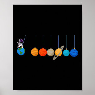 Grappige Astronaut Swing Planets Space Science Man Poster