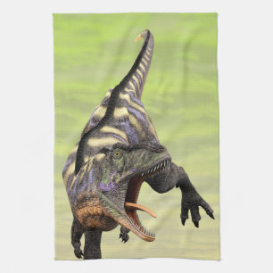 Grappige Aucasaurus Brullende Prehistorische Dino Theedoek