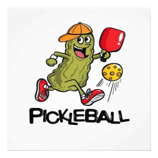 Grappige Augurk die Pickleball Speelt Foto Afdruk (Voorkant)