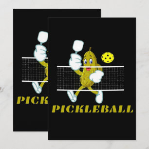 Grappige augurk die pickleball speelt save the date