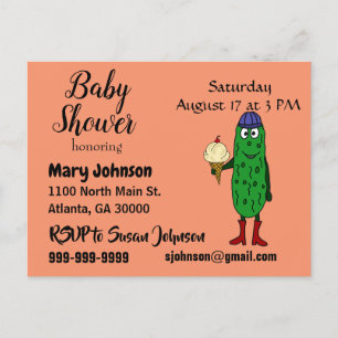 Grappige augurk eten Ice Cream Baby shower Uitnodiging Briefkaart