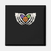 Grappige augurk Halloween Skelet Handen Hart Pompo Magneet (Voorkant)