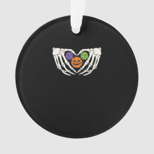 Grappige augurk Halloween Skelet Handen Hart Pompo Ornament