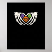 Grappige augurk Halloween Skelet Handen Hart Pompo Poster (Voorkant)