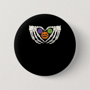 Grappige augurk Halloween Skelet Handen Hart Pompo Ronde Button 5,7 Cm