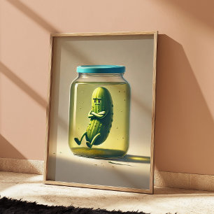 Grappige augurk in een potje Art Print Retro Keuke