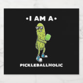 Grappige augurk liefhebbers dille pickleball spele sparkling wijnetiket (Enkel label)