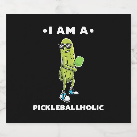 Grappige augurk liefhebbers dille pickleball spele sparkling wijnetiket (Enkel label)