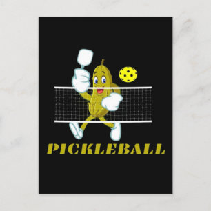 Grappige Augurk Speelt Pickleball Feestdagenkaart