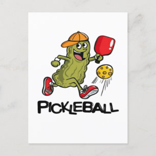 Grappige Augurk Speelt Pickleball Feestdagenkaart