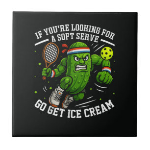 Grappige Augurk Speelt Pickleball Tegeltje