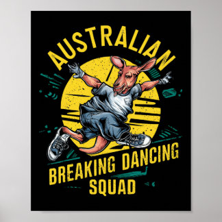 Grappige Australische Break Dancing Squad Kangaroo Poster