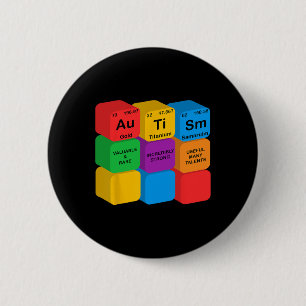 Grappige Autisme Awareness Elementen Periodieke Ta Ronde Button 5,7 Cm