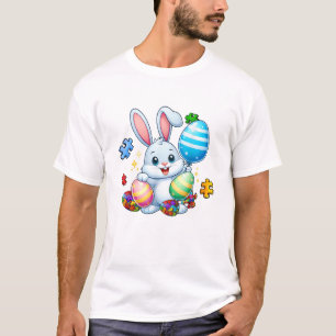Grappige Autisme Bewustzijn Puzzel Paashaas Eieren T-shirt