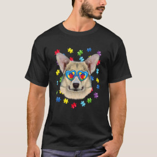 Grappige Autisme Corgi Hond Puzzel Zonnebril Jonge T-shirt