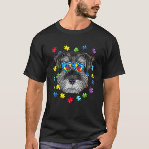 Grappige autisme schnauzer hond puzzel zonnebril j t-shirt