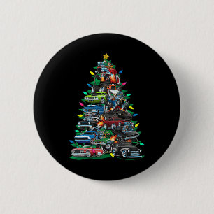 Grappige auto Kerstboom Klik Spier Auto's Boom Lig Ronde Button 5,7 Cm