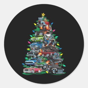 Grappige auto Kerstboom Klik Spier Auto's Boom Lig Ronde Sticker