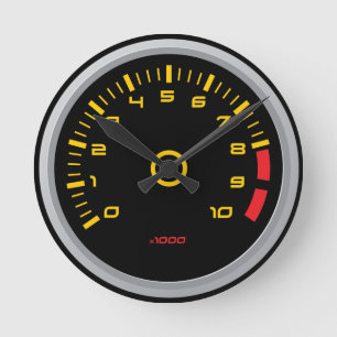 Grappige auto-toerentalmeter wandklok ronde klok