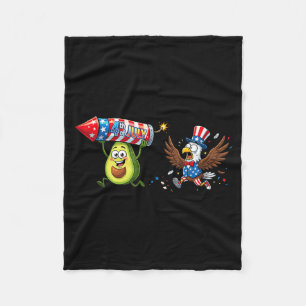 Grappige Avocado Amerikaanse Vlag Memorial Day 4th Fleece Deken