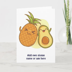Grappige Avocado Ananas Beste Vrienden BFF Kawaii Kaart