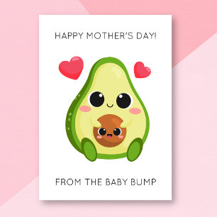 Grappige Avocado Baby Bump Moederdag Kaart