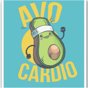 Grappige AVOCARDIO Avocado Oefening Hart Afbeeldin Sticker
