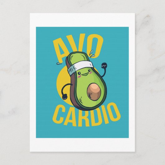 Grappige AVOCARDIO Avocado Oefening Hart Graphics Briefkaart (Voorkant)