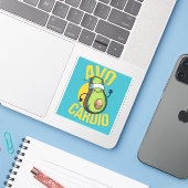 Grappige AVOCARDIO Avocado Oefening Hart Graphics Sticker (Laptop met iPhone)