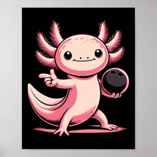 Grappige Axolotl Bowling Player Bowler Bowl Sports Poster
