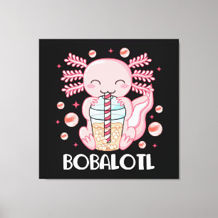 Grappige Axolotl Bubble Tea Canvas Afdruk