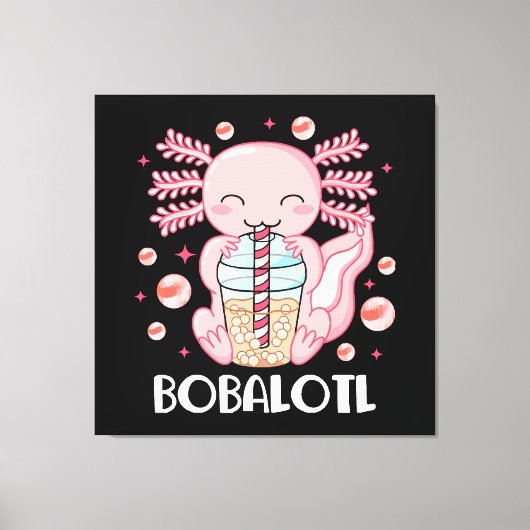 Grappige Axolotl Bubble Tea Canvas Afdruk (Voorkant)