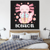 Grappige Axolotl Bubble Tea Canvas Afdruk (Insitu (Slaapkamer))