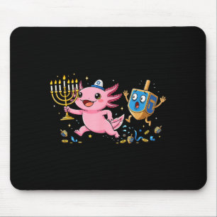 Grappige Axolotl Dreidel Menorah Hanukkah Kinderen Muismat
