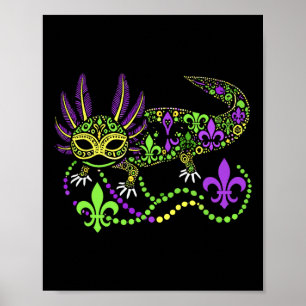 Grappige Axolotl Mardi Gras Festival Carnaval Vrou Poster