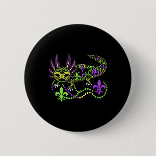 Grappige Axolotl Mardi Gras Festival Carnaval Vrou Ronde Button 5,7 Cm