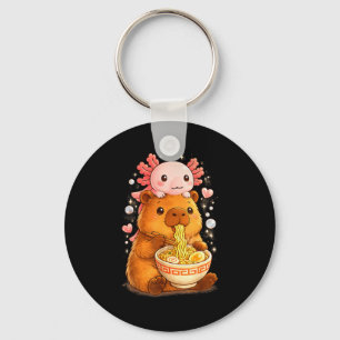 Grappige axolotl noedel anime kawaii en capybara sleutelhanger