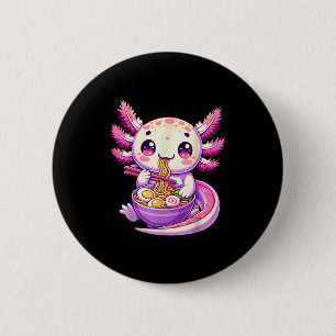 Grappige Axolotl Noodle Anime Kawaii Axolotl Eten Ronde Button 5,7 Cm