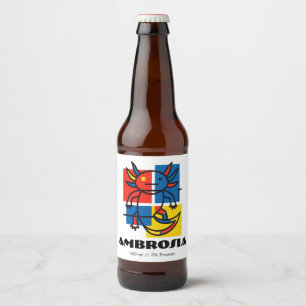 Grappige Axolotl Piet Mondrian Abstracte Kunst Pat Bier Etiket
