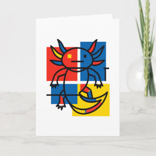 Grappige Axolotl Piet Mondrian Abstracte Kunst Pat Feestdagen Kaart